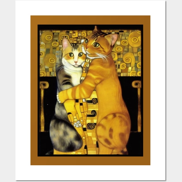 Cat Kiss, Gustav Klimt style Wall Art by Babush-kat